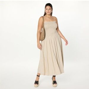 NWT THE DROP FLORENCIA LINEN POLKA DOT DRESS SIZE XL‎